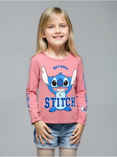 T-shirt manche longue Lilo et Stich   | Licence Officielle - Kiabi