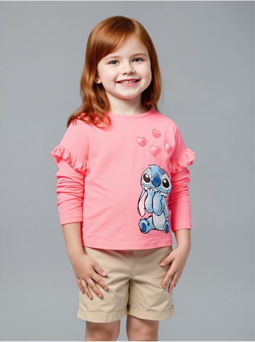 T-shirt manche longue Lilo et Stich   | Licence Officielle - Kiabi