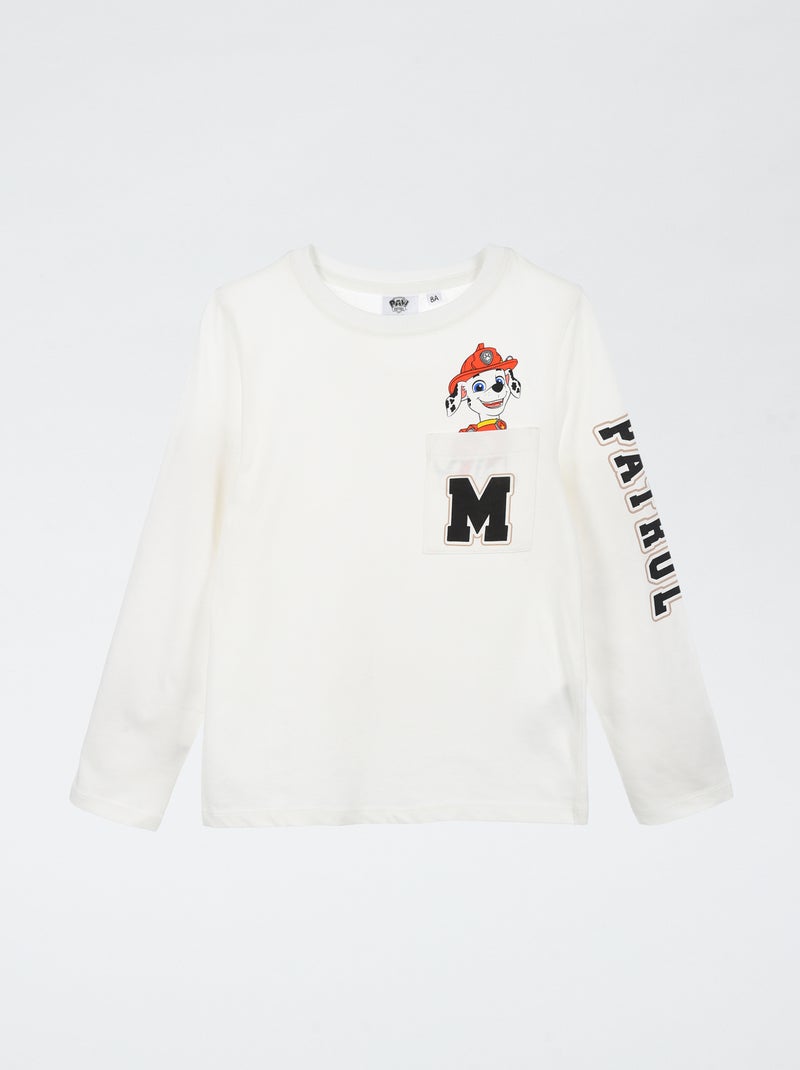 T-shirt manche longue 'Pat patrouille' en coton Blanc - Kiabi