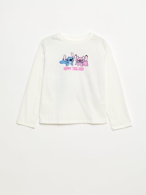 T-shirt manche longue 'Stitch' 'Disney' imprimé recto verso - Kiabi