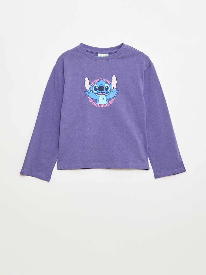 T-shirt manche longue 'Stitch' 'Disney' Violet - Kiabi
