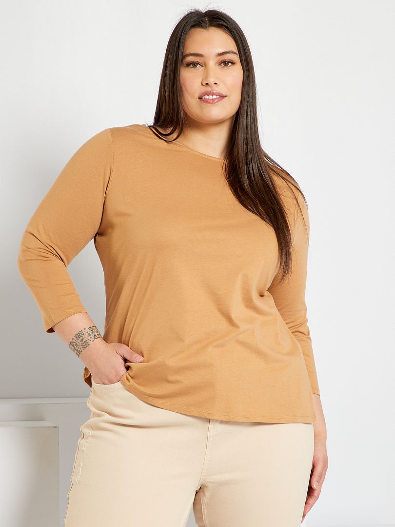 T-shirt manches 3/4 beige - Kiabi