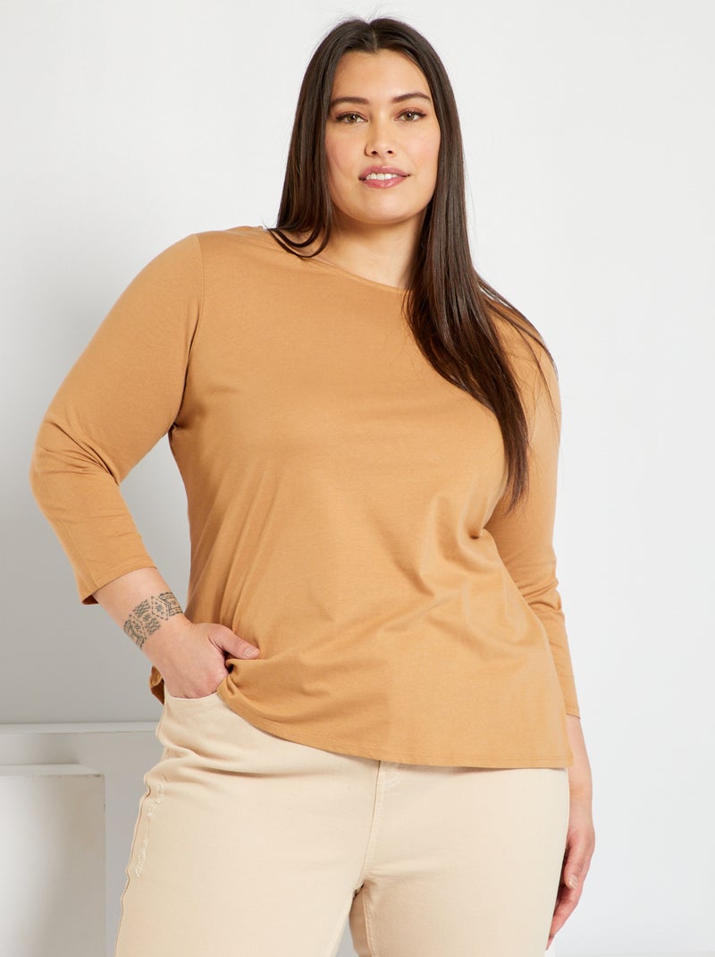 T-shirt manches 3/4 beige - Kiabi