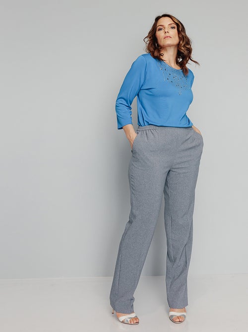 T-shirt manches 3/4 clouté fantaisie - Kiabi