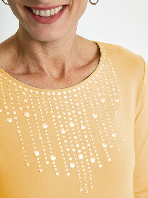 T-shirt manches 3/4 clouté fantaisie - Kiabi