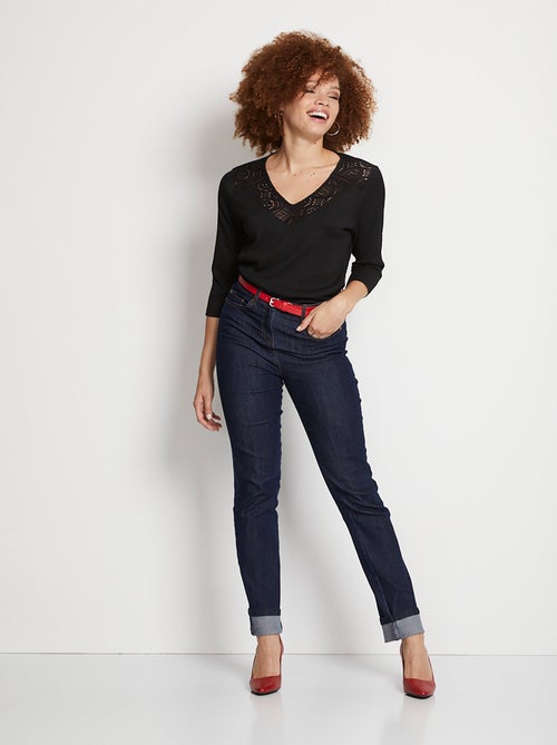 T-shirt manches 3/4 dentelle - Kiabi