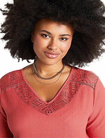 T-shirt manches 3/4 dentelle