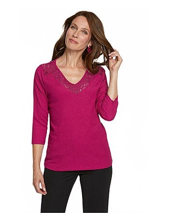 T-shirt manches 3/4 dentelle