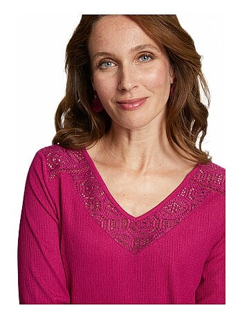 T-shirt manches 3/4 dentelle