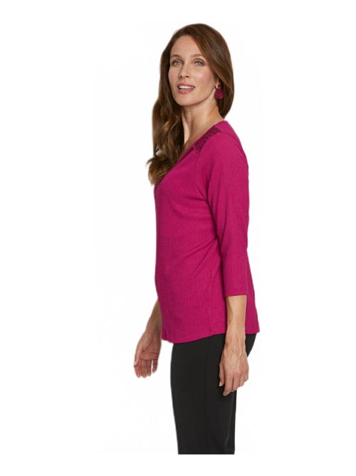 T-shirt manches 3/4 dentelle - Kiabi