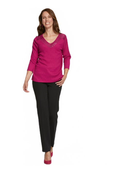 T-shirt manches 3/4 dentelle - Kiabi