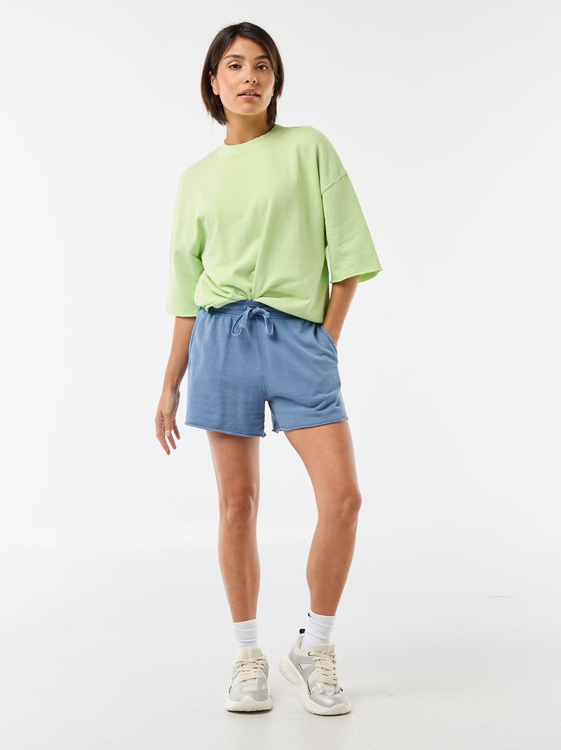 T-shirt manches 3/4 en French Terry Vert - Kiabi