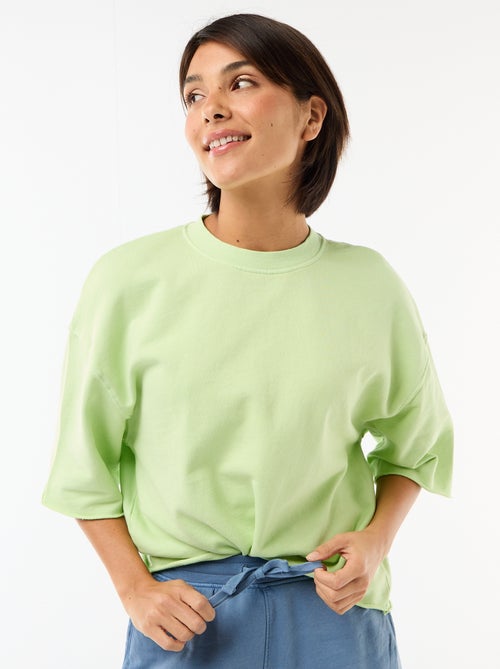 T-shirt manches 3/4 en French Terry - Kiabi T-shirt manches 3/4 en French Terry - Kiabi