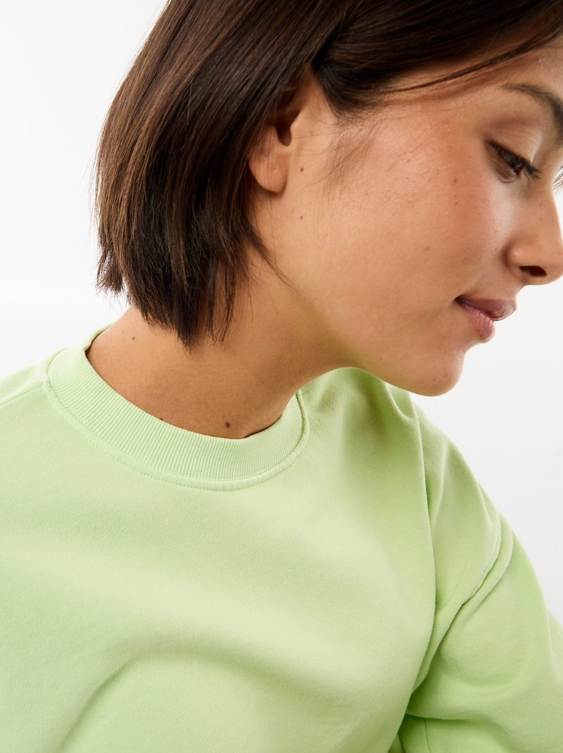 T-shirt manches 3/4 en French Terry Vert - Kiabi