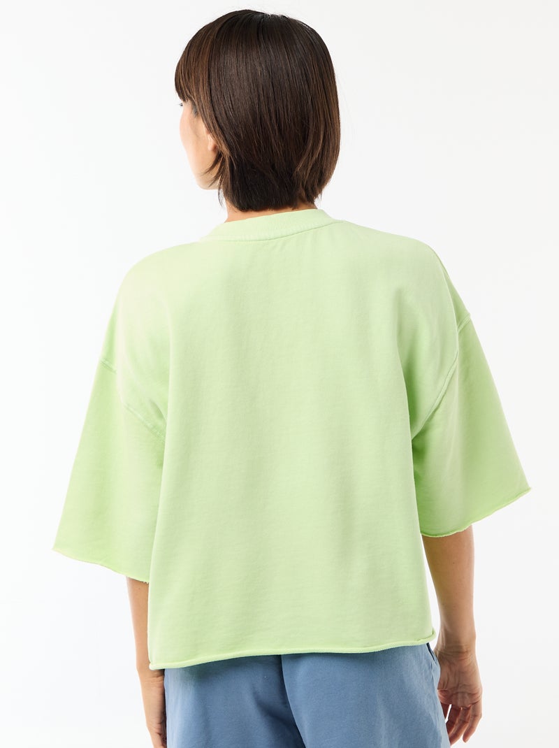 T-shirt manches 3/4 en French Terry Vert - Kiabi