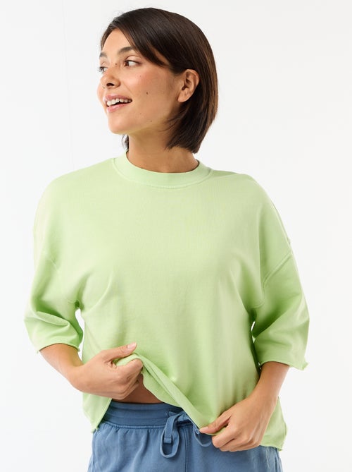 T-shirt manches 3/4 en French Terry - Kiabi T-shirt manches 3/4 en French Terry - Kiabi