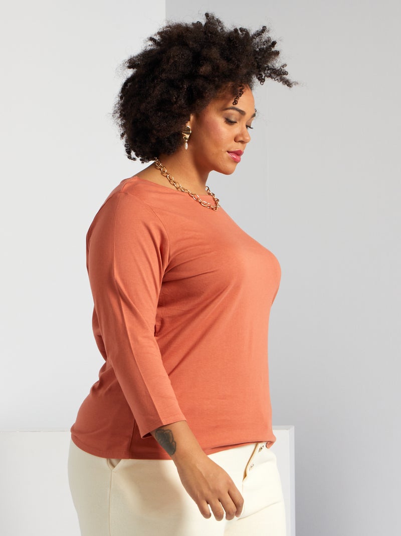 T-shirt manches 3/4 terracotta - Kiabi