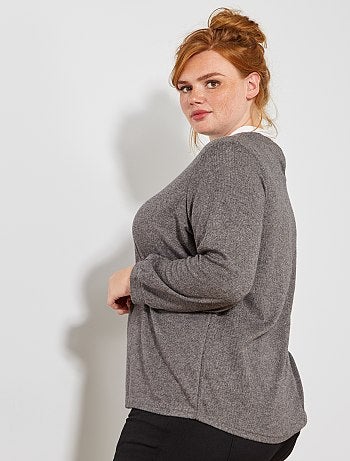 Grande taille femme - T-shirt manches ballon et col claudine - Kiabi