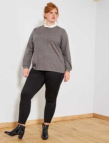 Grande taille femme - T-shirt manches ballon et col claudine - Kiabi