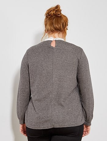 Grande taille femme - T-shirt manches ballon et col claudine - Kiabi