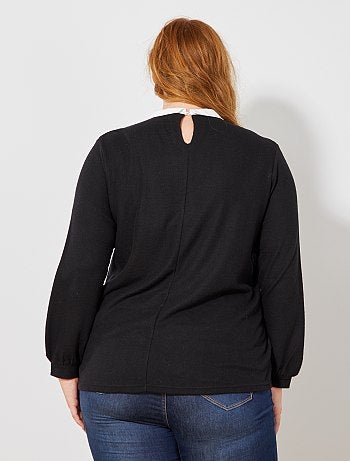 Grande taille femme - T-shirt manches ballon et col claudine - Kiabi