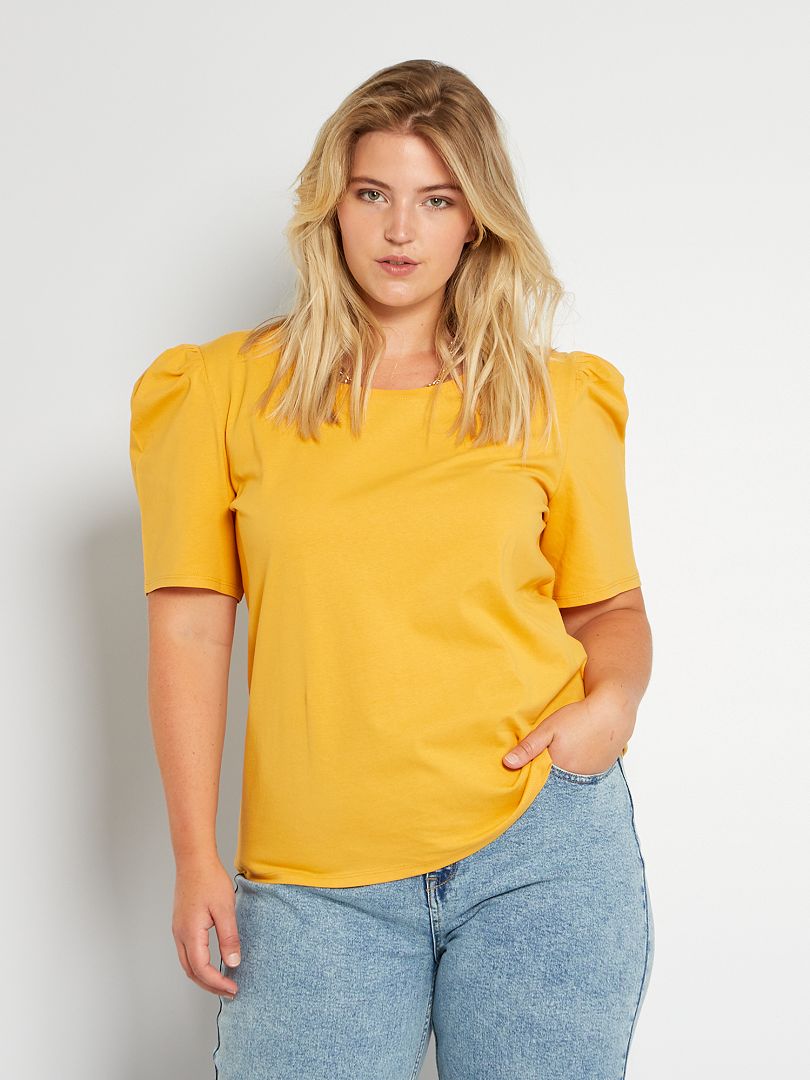 T-shirt manches bouffantes jaune - Kiabi
