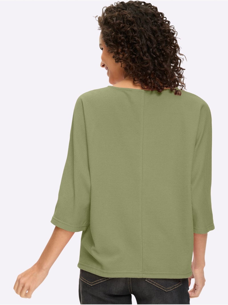 T-shirt Manches Chauve-souris 50% Coton - Taille Standard - Helline Bleu Vert Gris - Kiabi