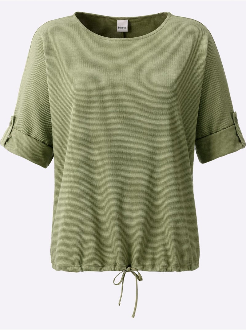 T-shirt Manches Chauve-souris 50% Coton - Taille Standard - Helline Bleu Vert Gris - Kiabi