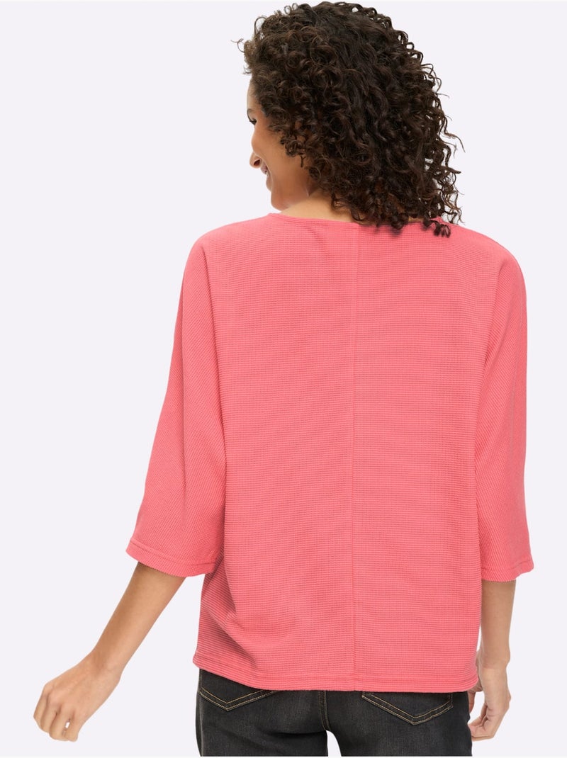 T-shirt Manches Chauve-souris 50% Coton - Taille Standard - Helline Rose - Kiabi