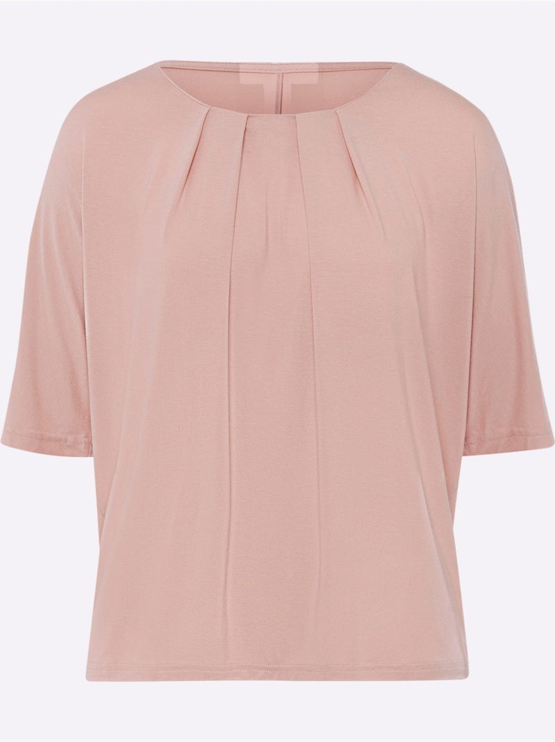 T-shirt Manches Chauve-souris Viscose Douce Et Fluide - Taille Standard - Helline Poudre - Kiabi