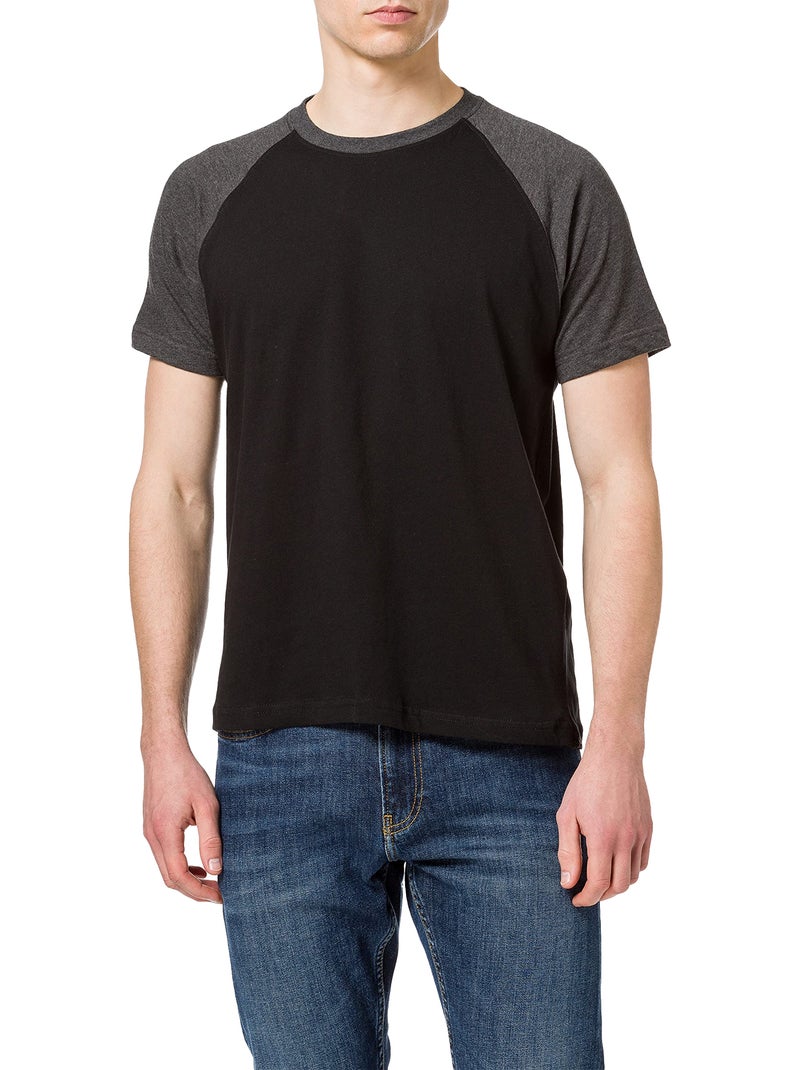 T-shirt manches contrastées - build your brand Noir - Kiabi
