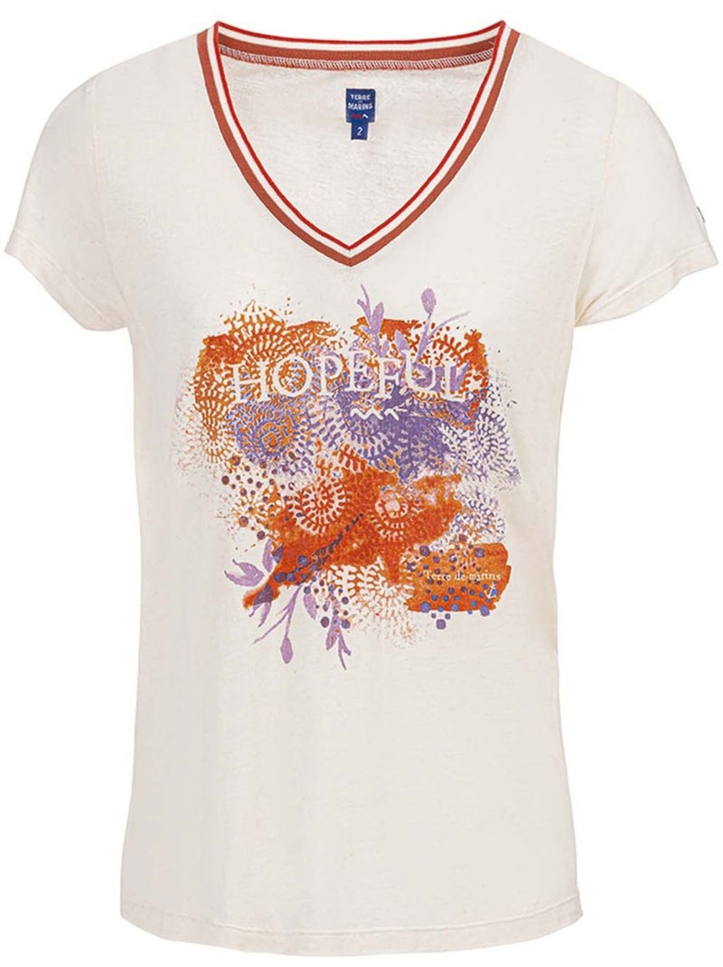 T-shirt manches courtes - Terre de Marins Beige - Kiabi