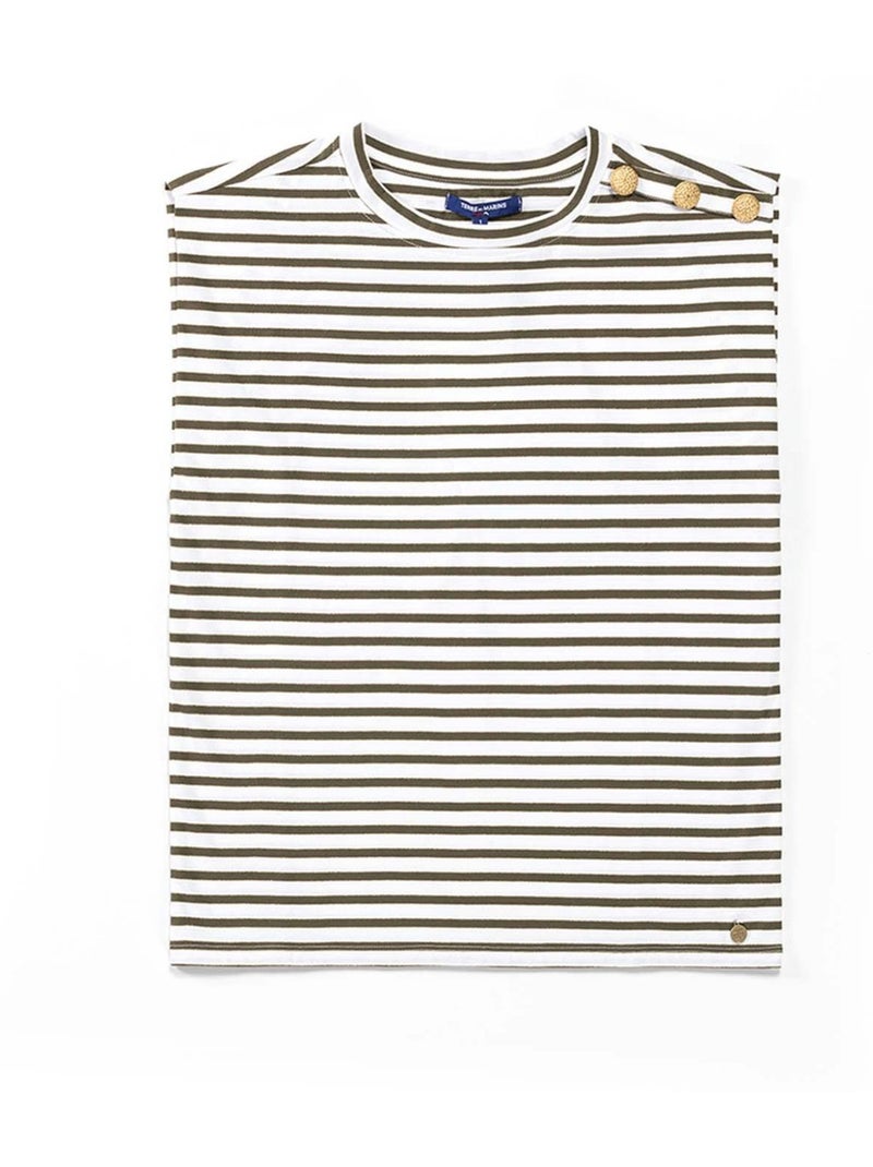 T-shirt manches courtes - Terre de Marins Blanc Kaki - Kiabi