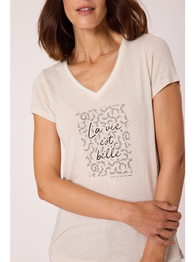 T-shirt manches courtes - Terre de Marins Blanc - Kiabi