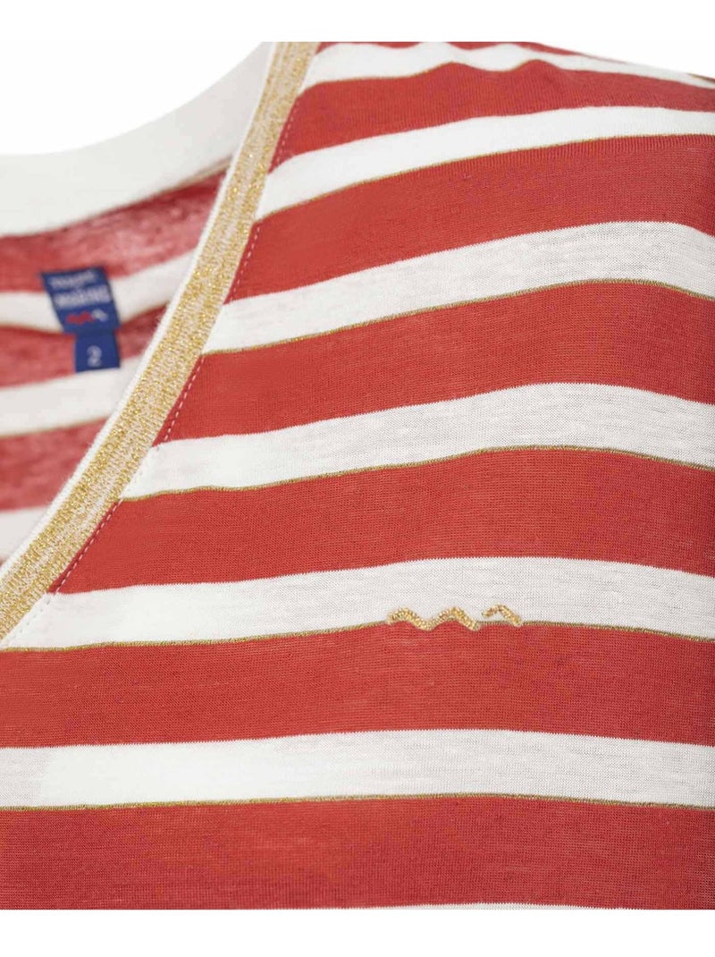 T-shirt manches courtes - Terre de Marins Blanc Rouge Blanc - Kiabi