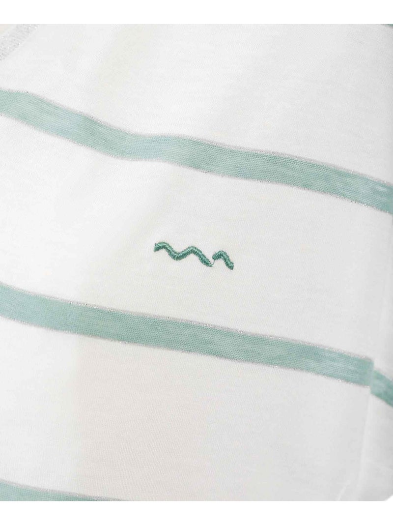 T-shirt manches courtes - Terre de Marins Blanc Vert - Kiabi