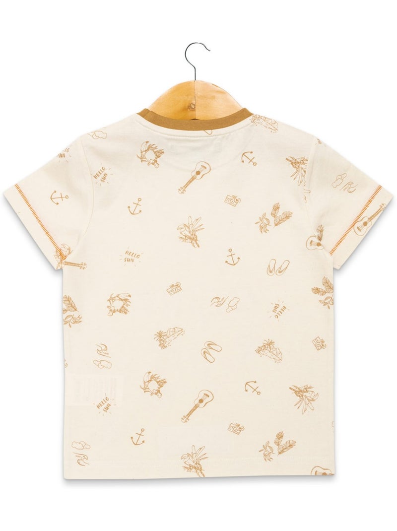 T-shirt manches courtes - terre de marins Ecru - Kiabi