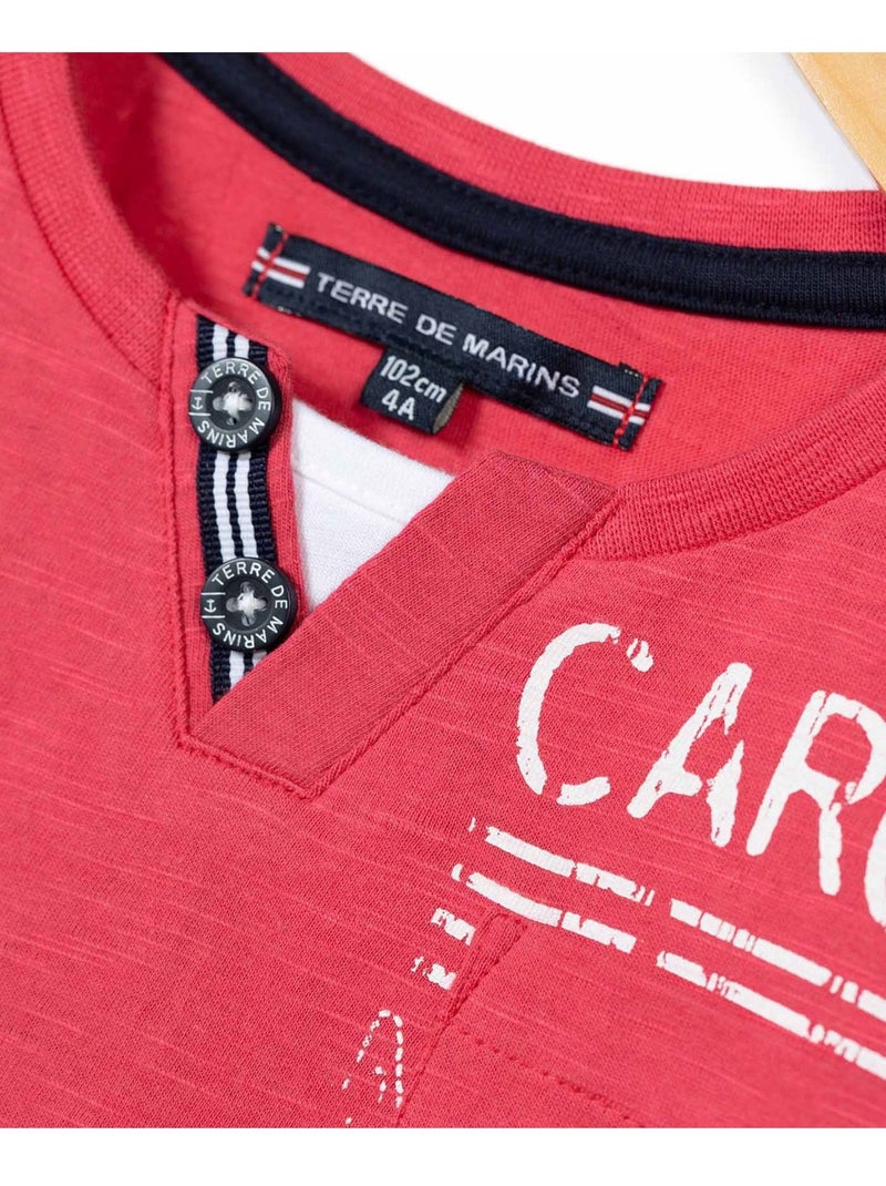 T-shirt manches courtes - Terre de Marins Rouge - Kiabi