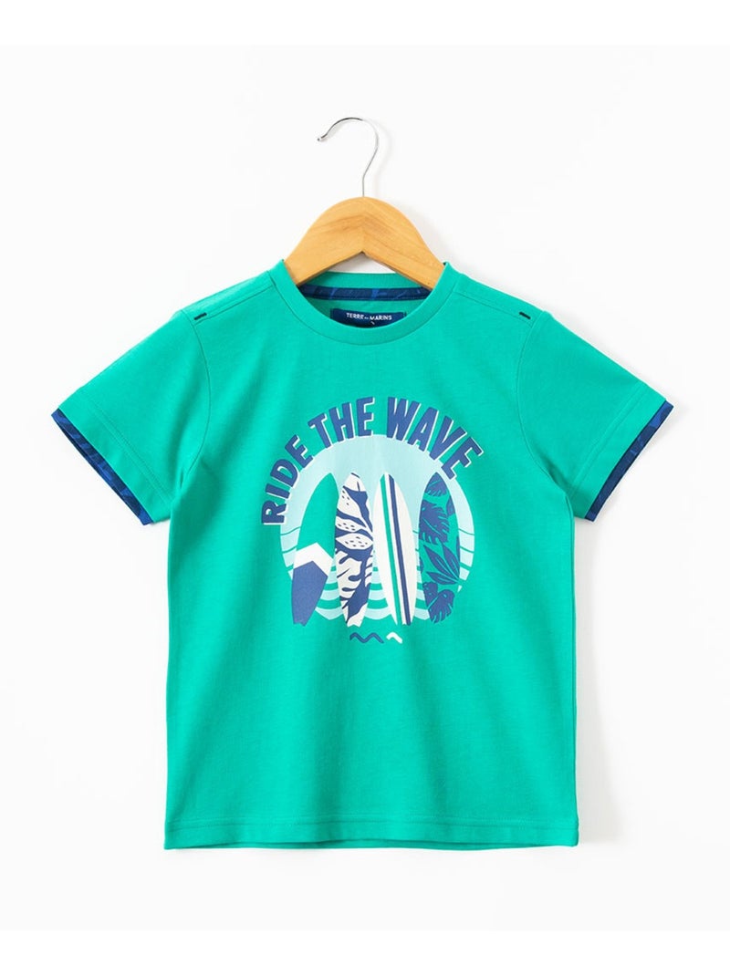 T-shirt manches courtes - Terre de Marins Vert - Kiabi