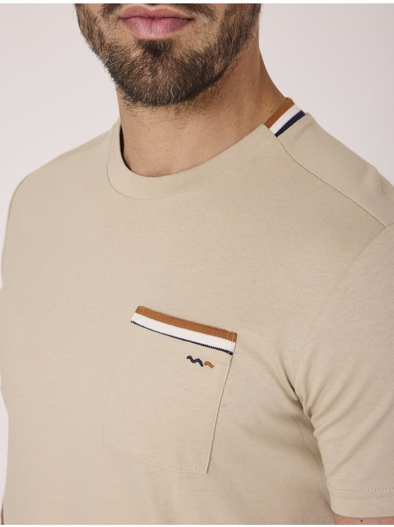 T-shirt manches courtes 100% coton - Terre de Marins Beige - Kiabi