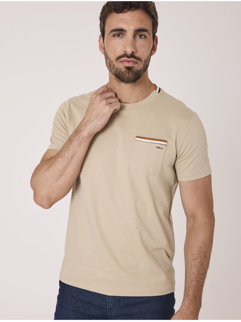 T-shirt manches courtes 100% coton - Terre de Marins Beige - Kiabi