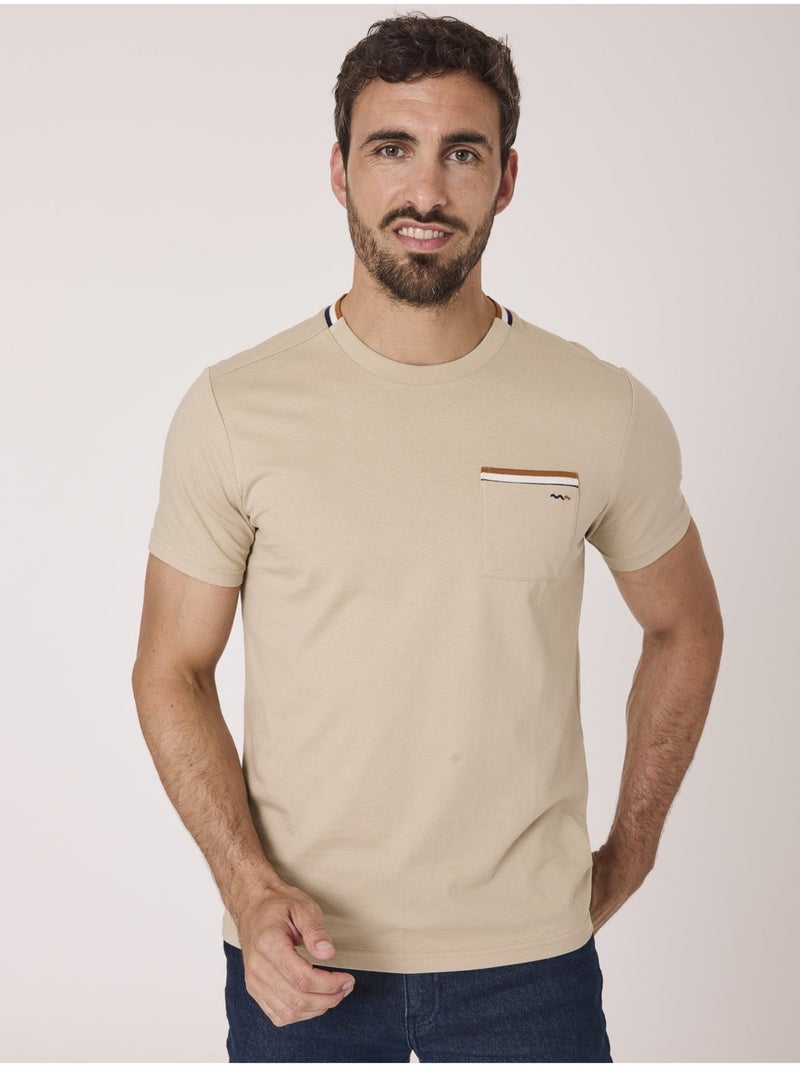 T-shirt manches courtes 100% coton - Terre de Marins Beige - Kiabi