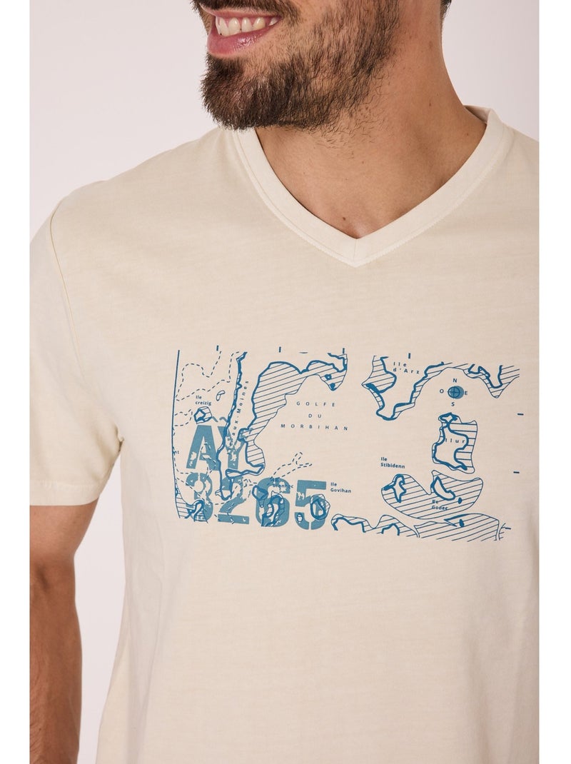 T-shirt manches courtes 100% coton - Terre de Marins Beige - Kiabi