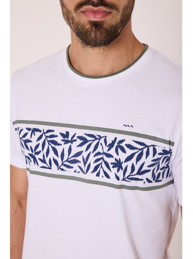 T-shirt manches courtes 100% coton - Terre de Marins Blanc - Kiabi