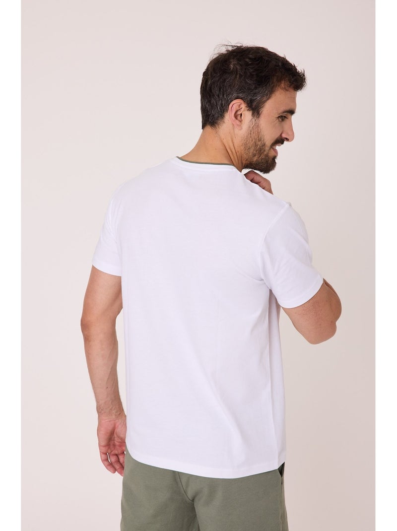 T-shirt manches courtes 100% coton - Terre de Marins Blanc - Kiabi