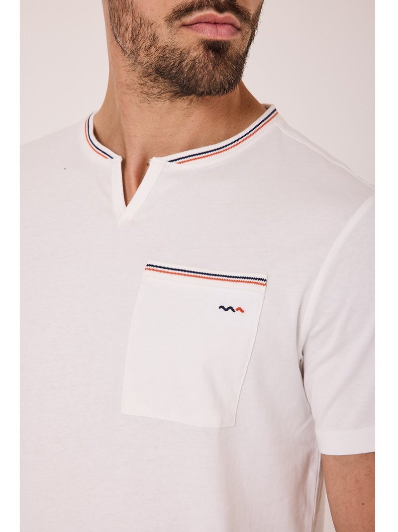 T-shirt manches courtes 100% coton - Terre de Marins Blanc - Kiabi