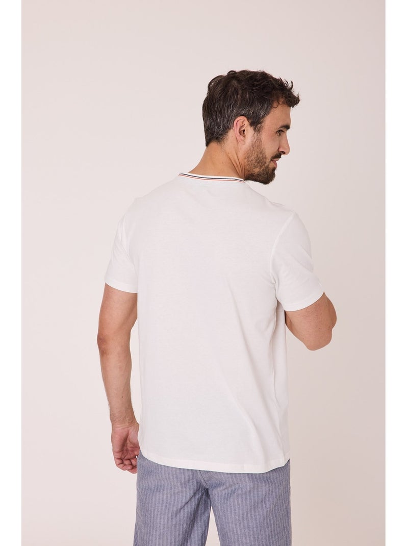 T-shirt manches courtes 100% coton - Terre de Marins Blanc - Kiabi