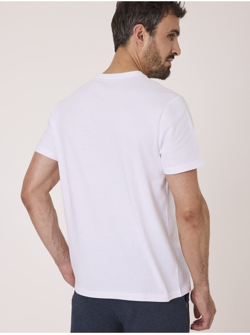 T-shirt manches courtes 100% coton - Terre de Marins Blanc - Kiabi