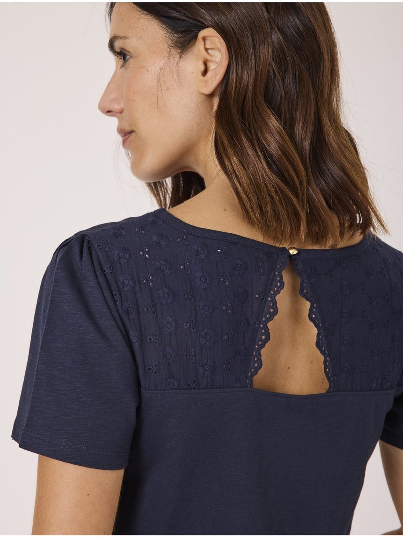 T-shirt manches courtes 100% coton - Terre de Marins Bleu marine - Kiabi