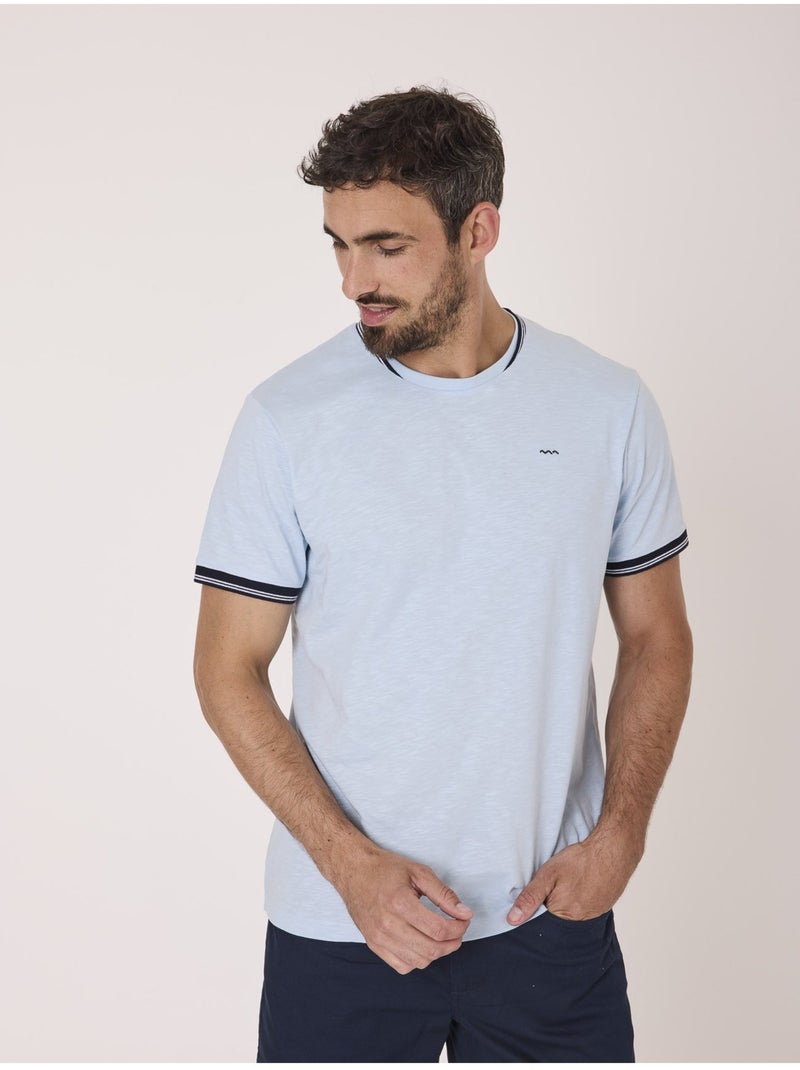 T-shirt manches courtes 100% coton - Terre de Marins Bleu - Kiabi